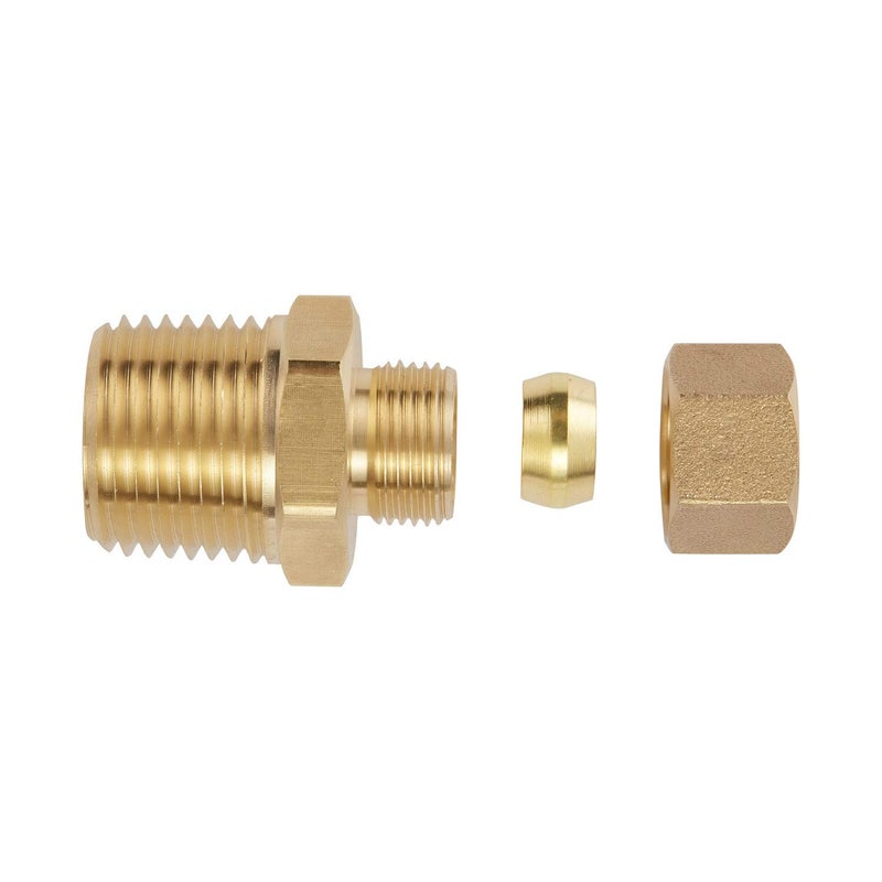 Litorange 3 Pack Metal Brass Compression Tube Pipe Fitting Connector, Straight Coupling Adapter, 3/8" Tube OD x 1/2" NPT Male - Image 4